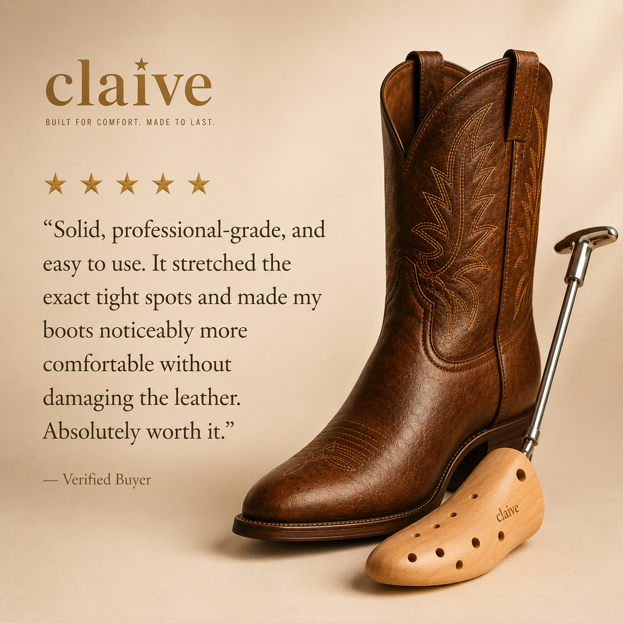 Premium Wooden Cowboy Boot Stretcher™