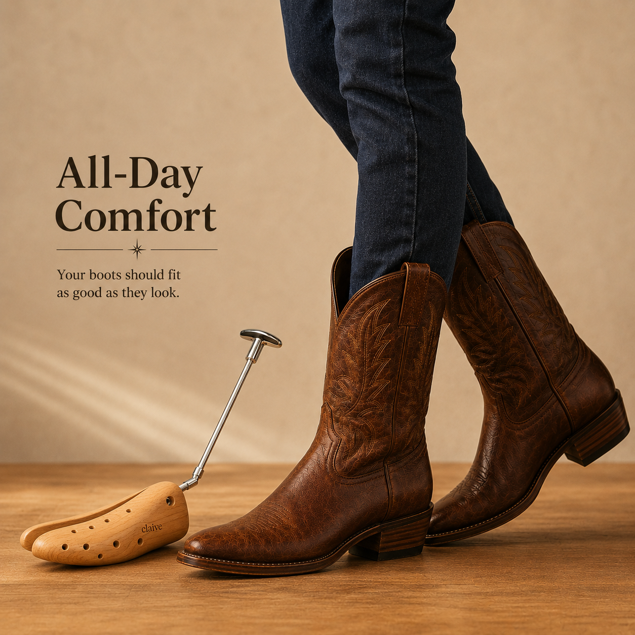 Premium Wooden Cowboy Boot Stretcher™